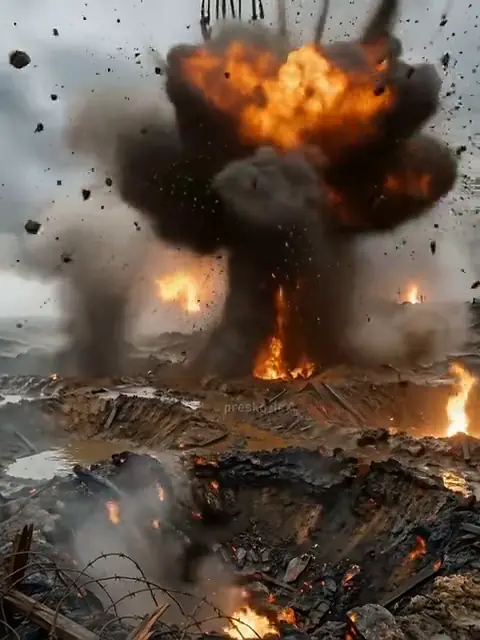 Soldiers charging through smoke and fire